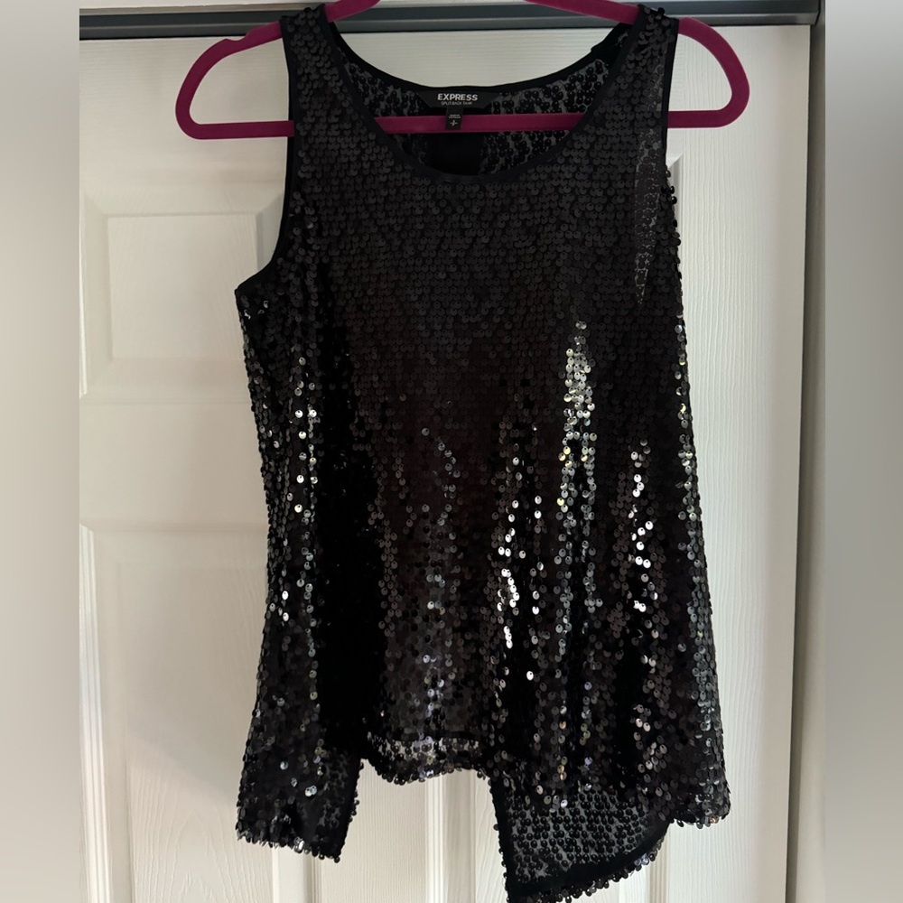 Express Sequin Split Back Tank